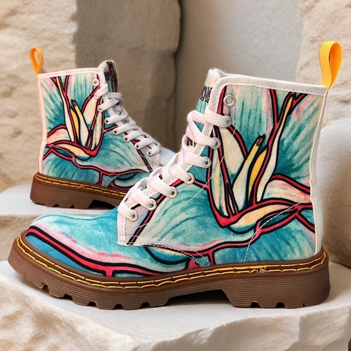 Pastel Succulent - Art Boots For Women
