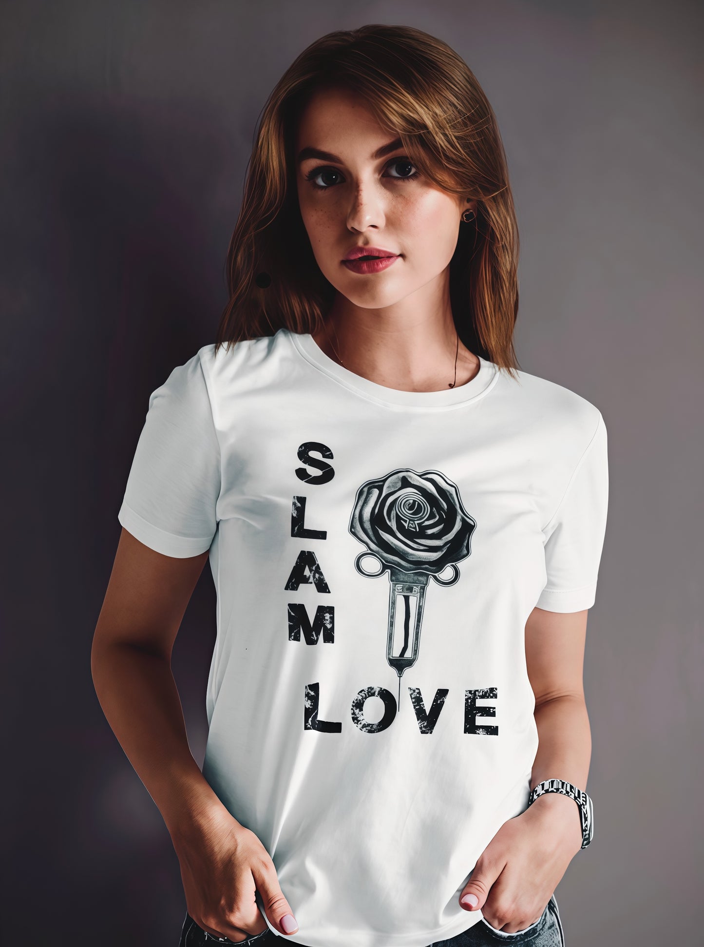 Slam Love - Noir Rose - Women's Relaxed Crew Neck