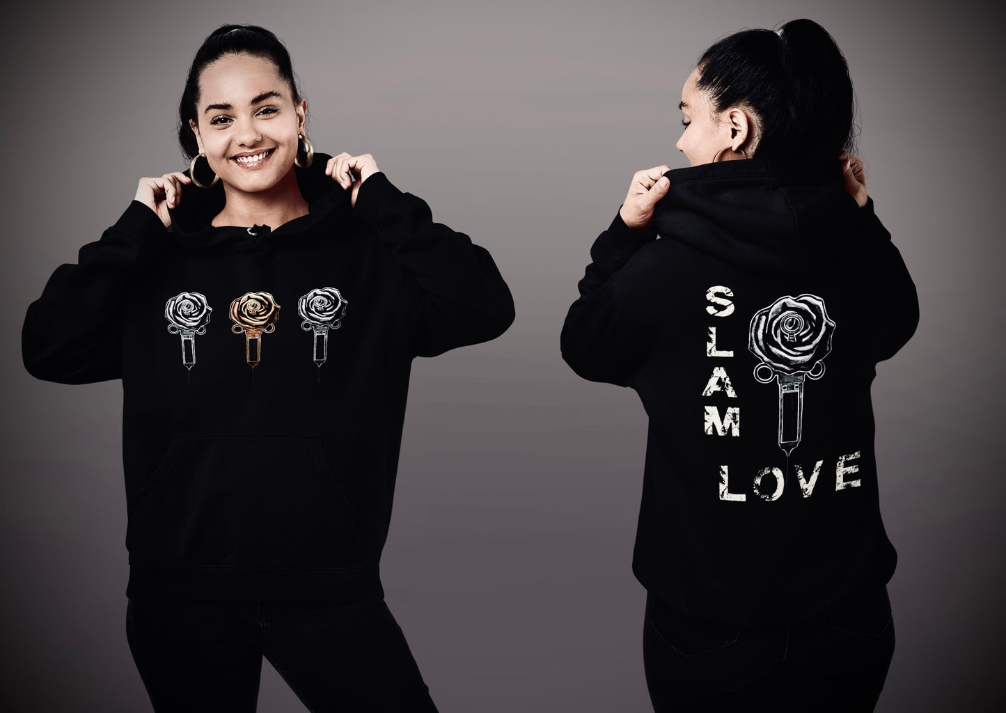 Slam Love (Noir) - Overcast Black Hoodie