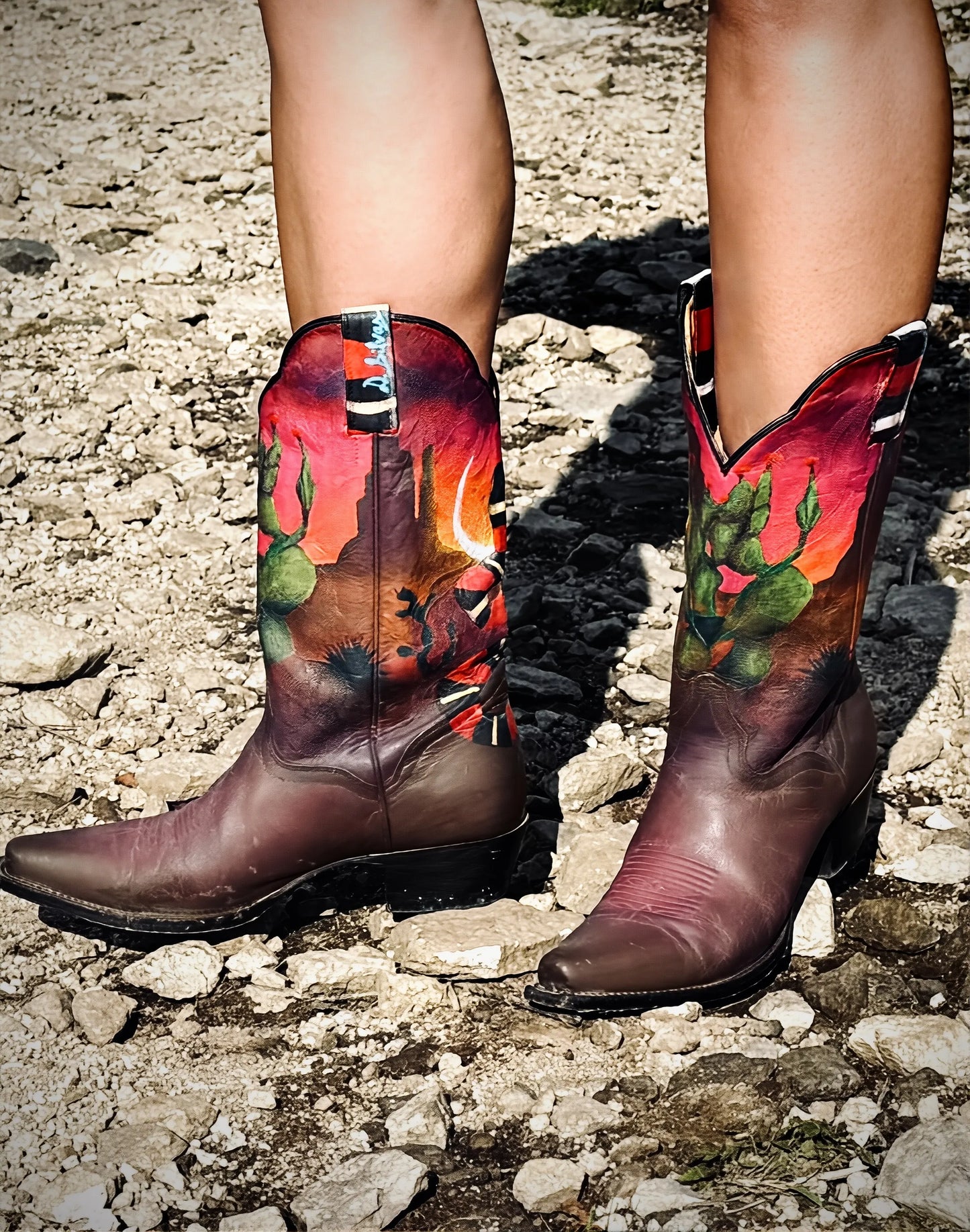 Serpent Moonrise - Women's Upcycled Cowboy Boots