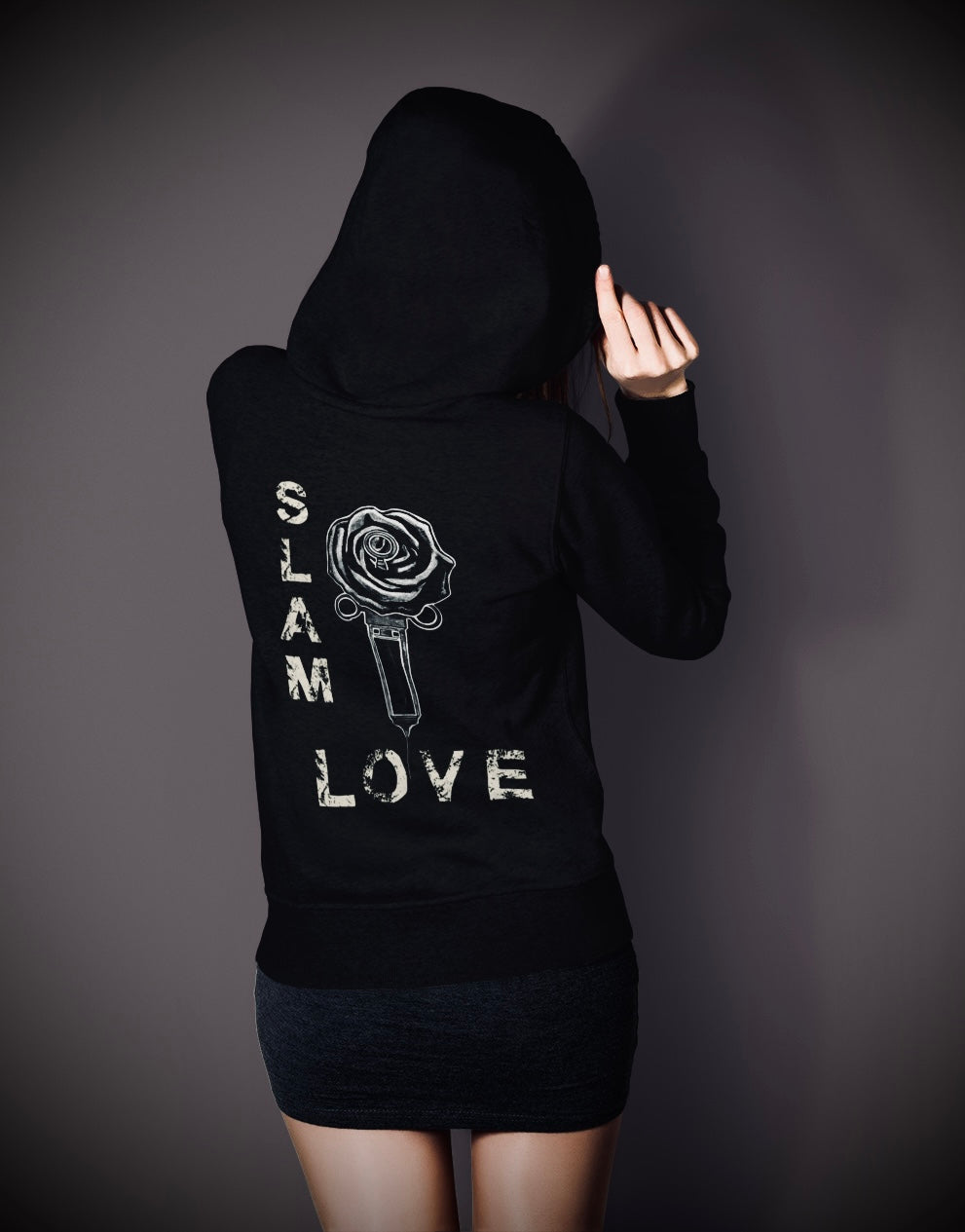 Slam Love (Noir) - Overcast Black Hoodie