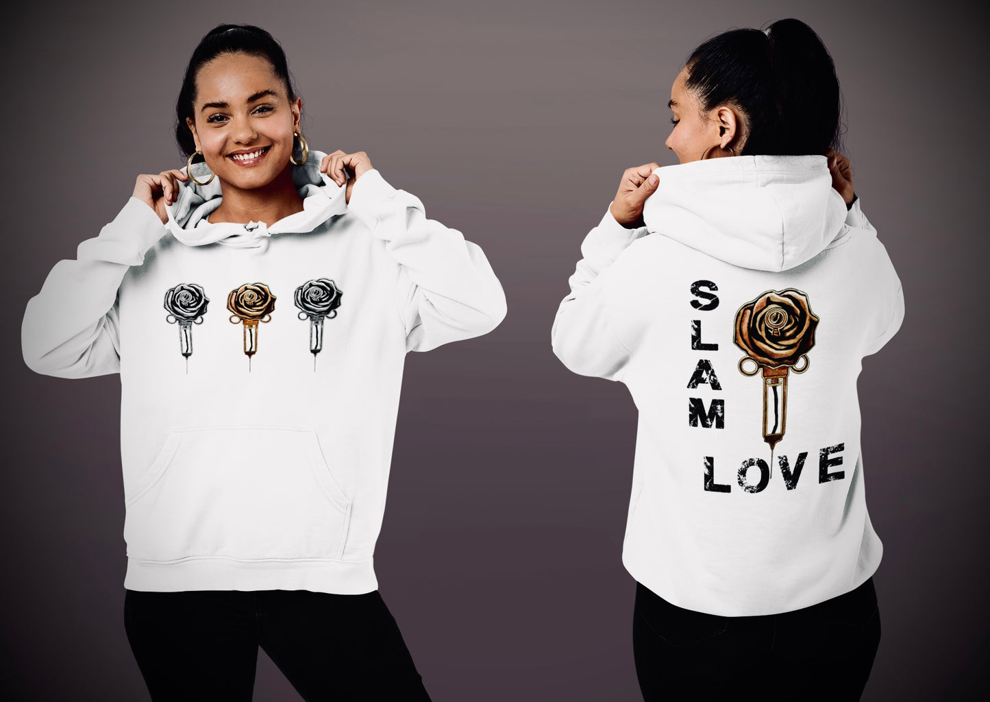 Slam Love (Gold) - Overcast White Hoodie