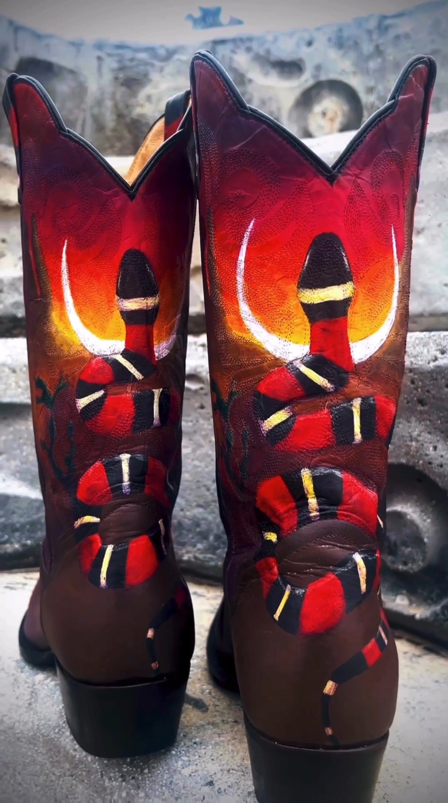 Serpent Moonrise - Women's Upcycled Cowboy Boots