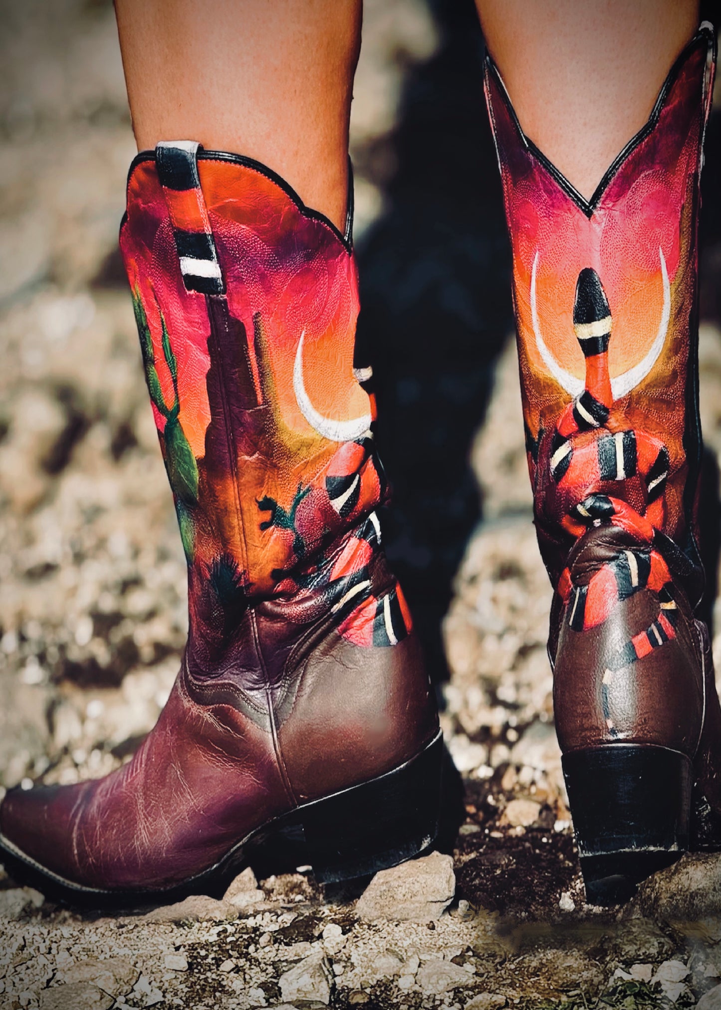 Serpent Moonrise - Women's Upcycled Cowboy Boots