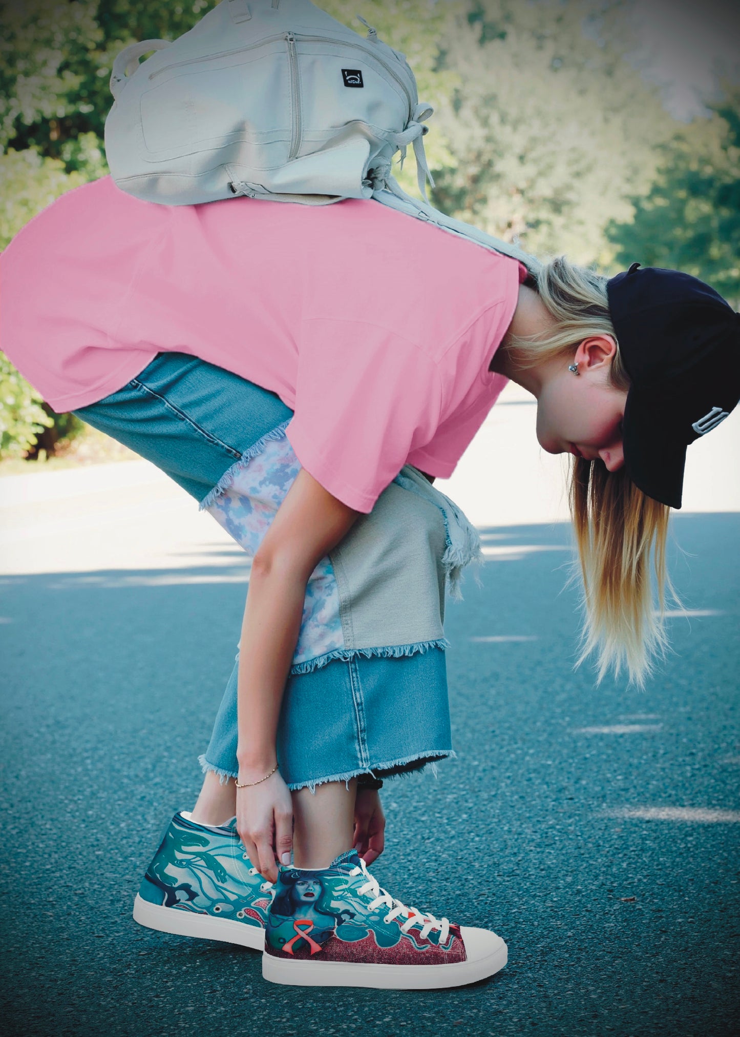 Pink Ribbon - Women’s High-Top Canvas Shoes