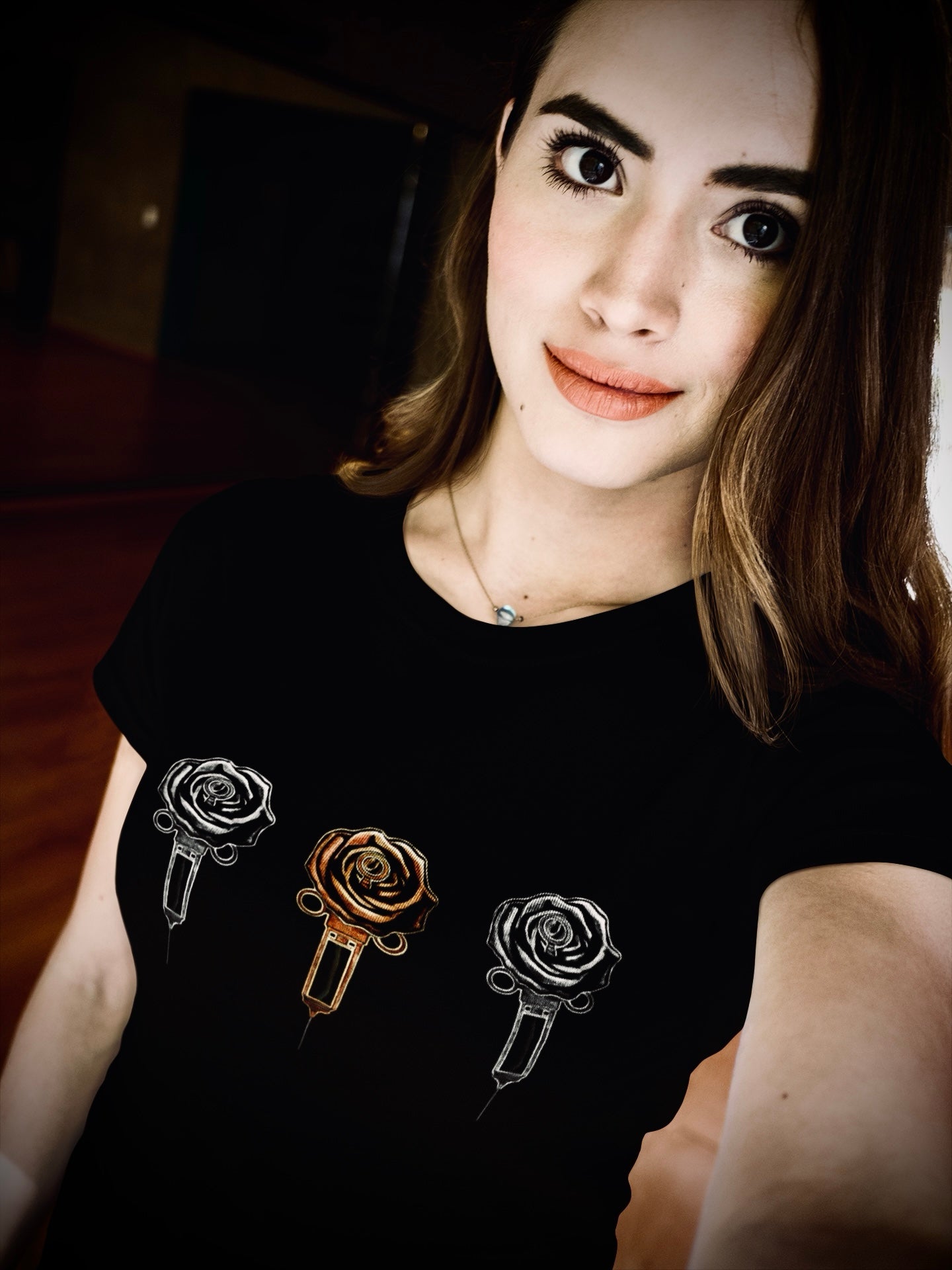 3 Roses - Women's Relaxed Black Tee