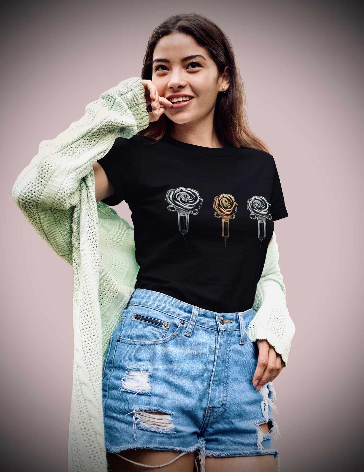 3 Roses - Women's Relaxed Black Tee