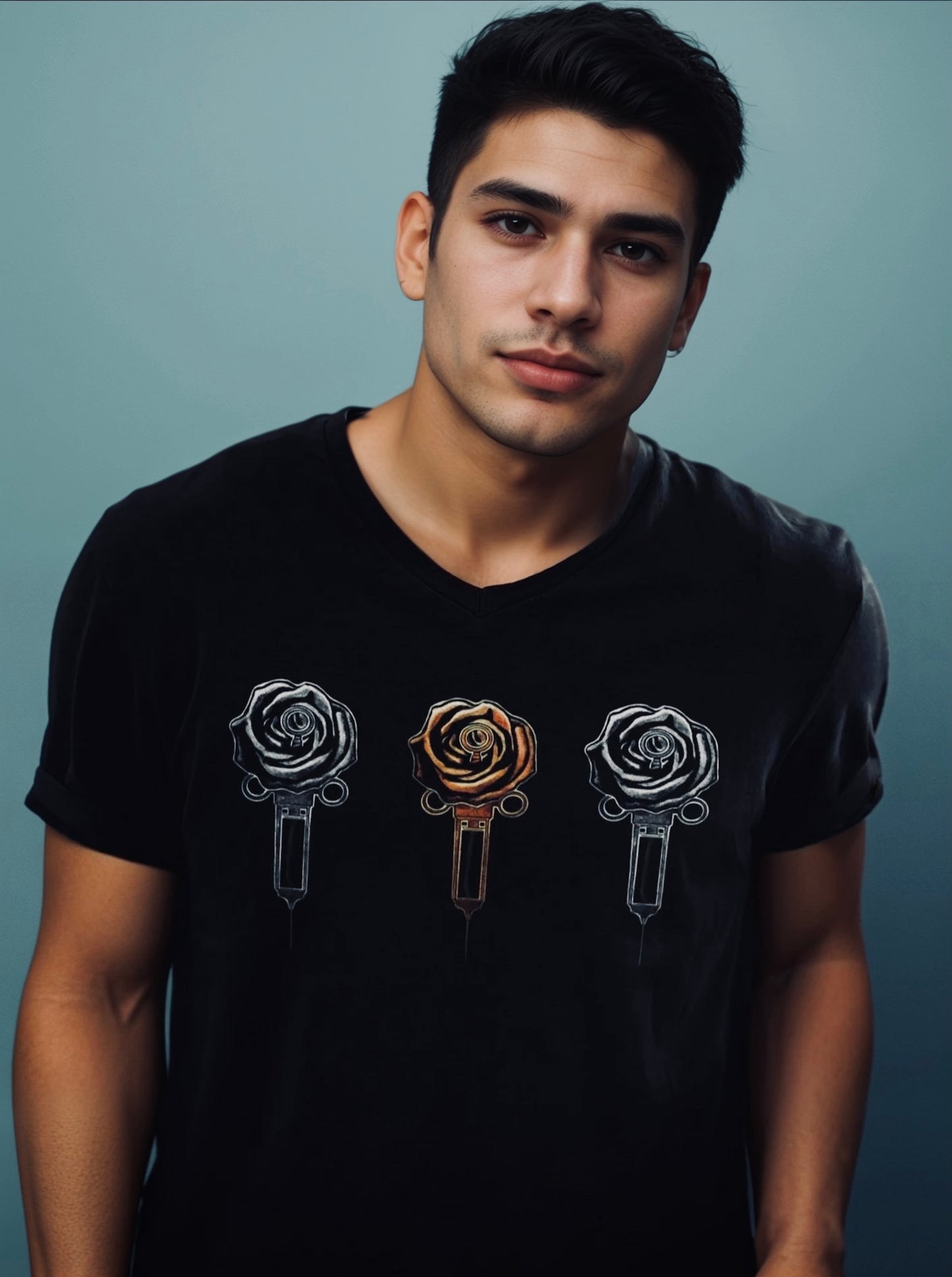 3 Roses Unisex Short Sleeve V-Neck T-Shirt
