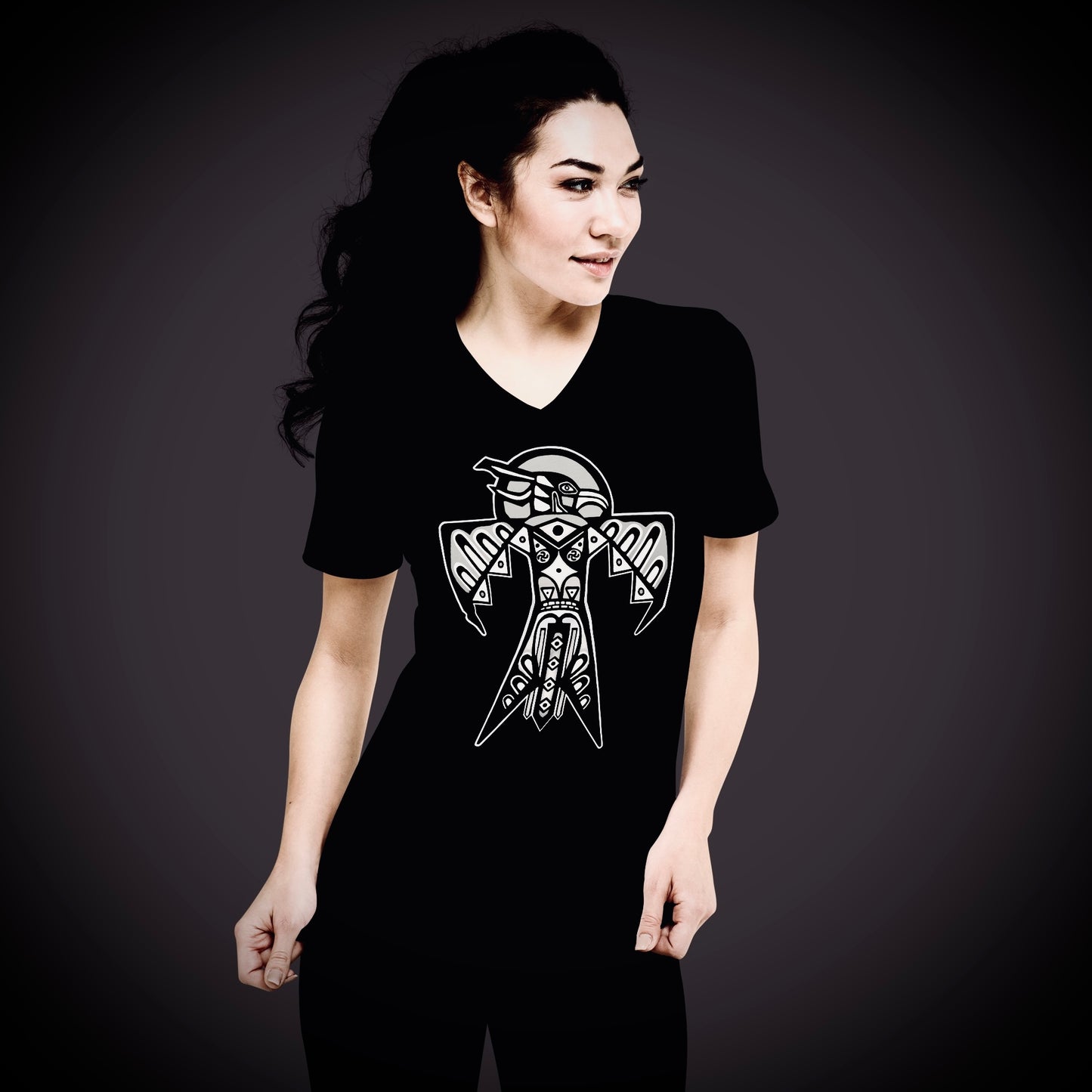 Thunderbird (Noir) - Unisex Short Sleeve V-Neck T-Shirt