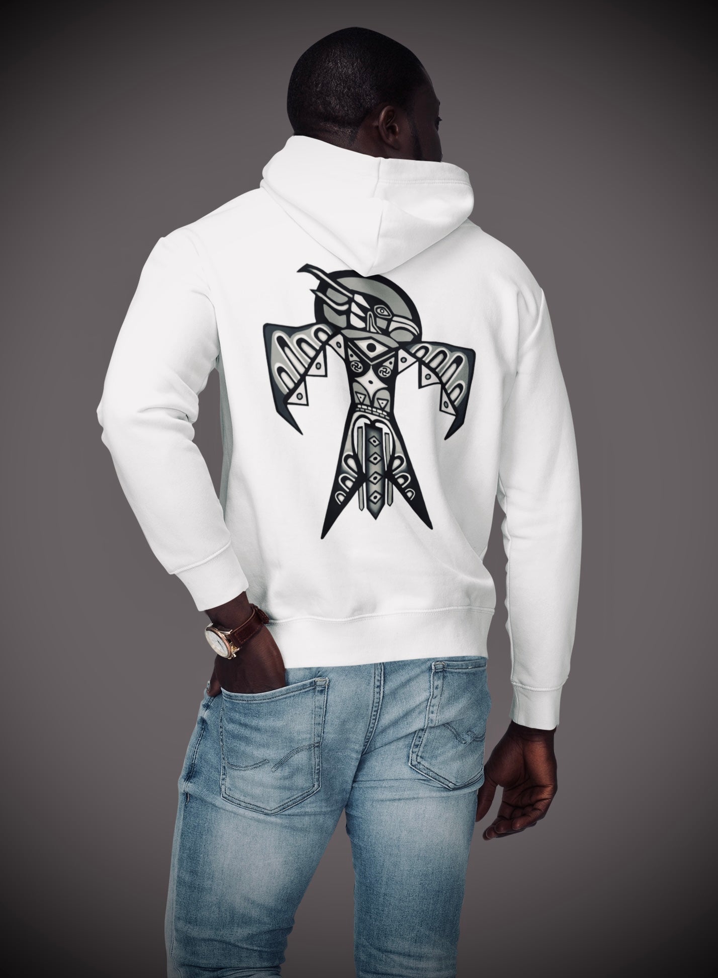 Thunderbird (Noir) - Overcast White Hoodie