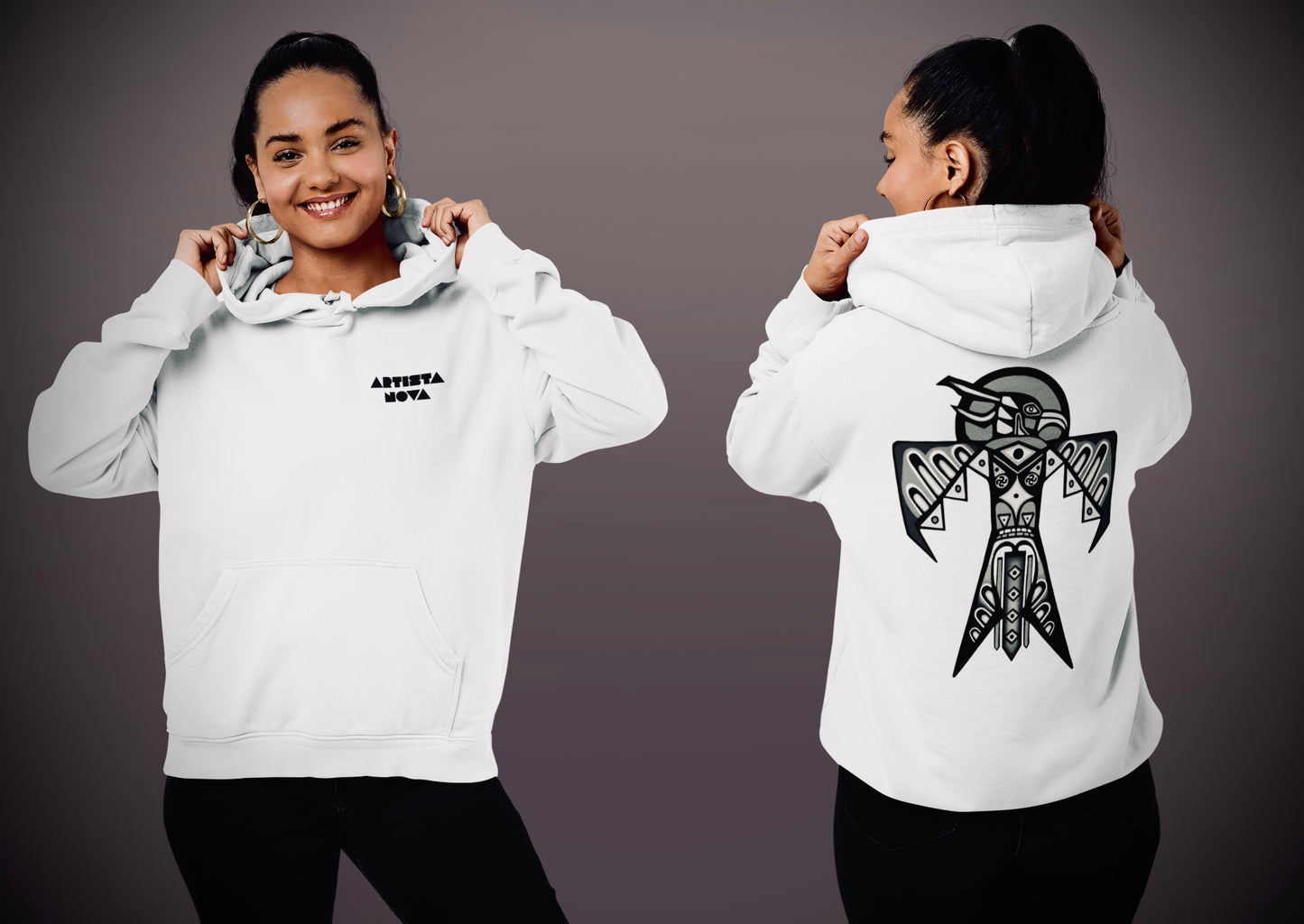 Thunderbird (Noir) - Overcast White Hoodie