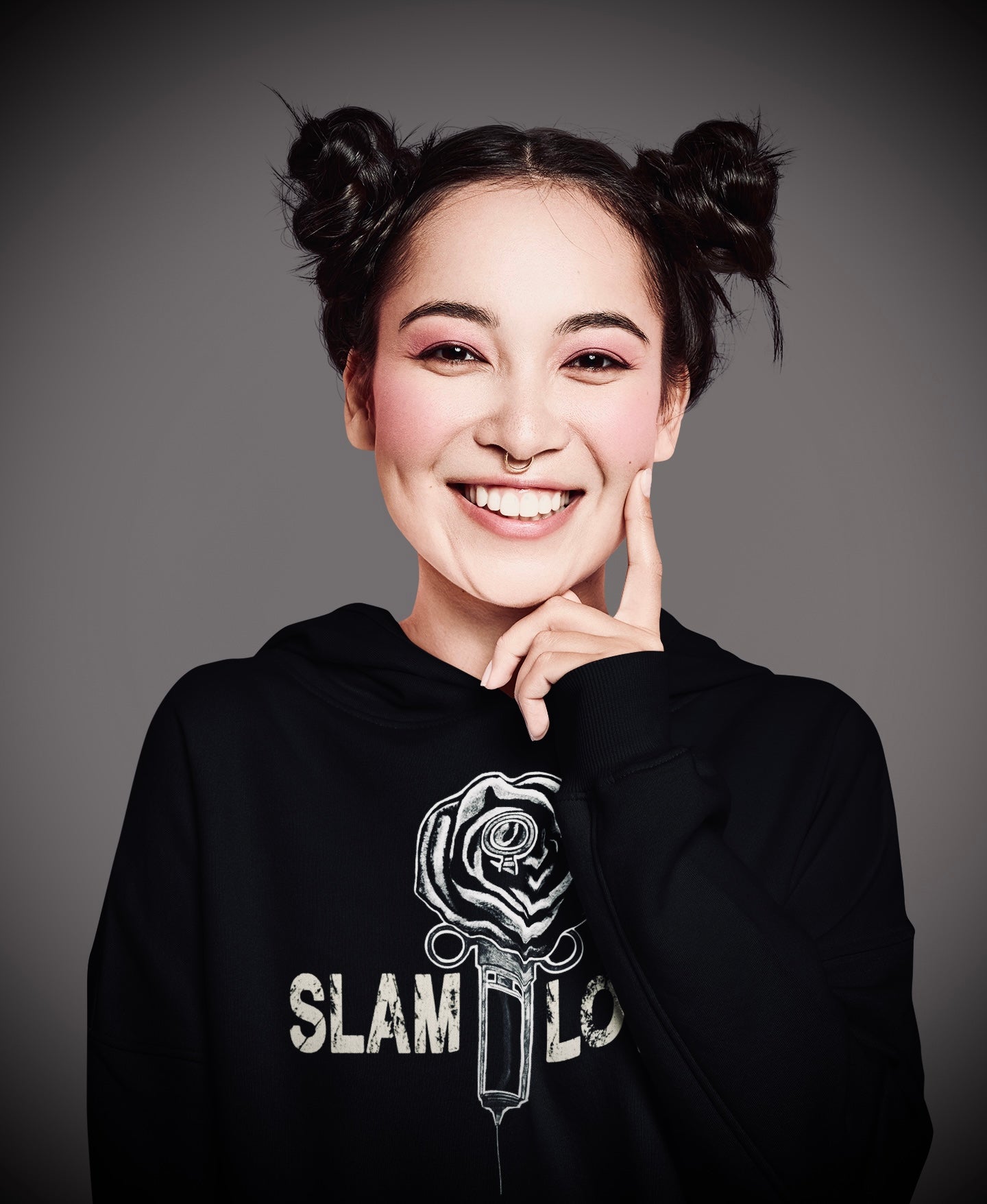 Slam Love (Noir) Front - Overcast Black Hoodie
