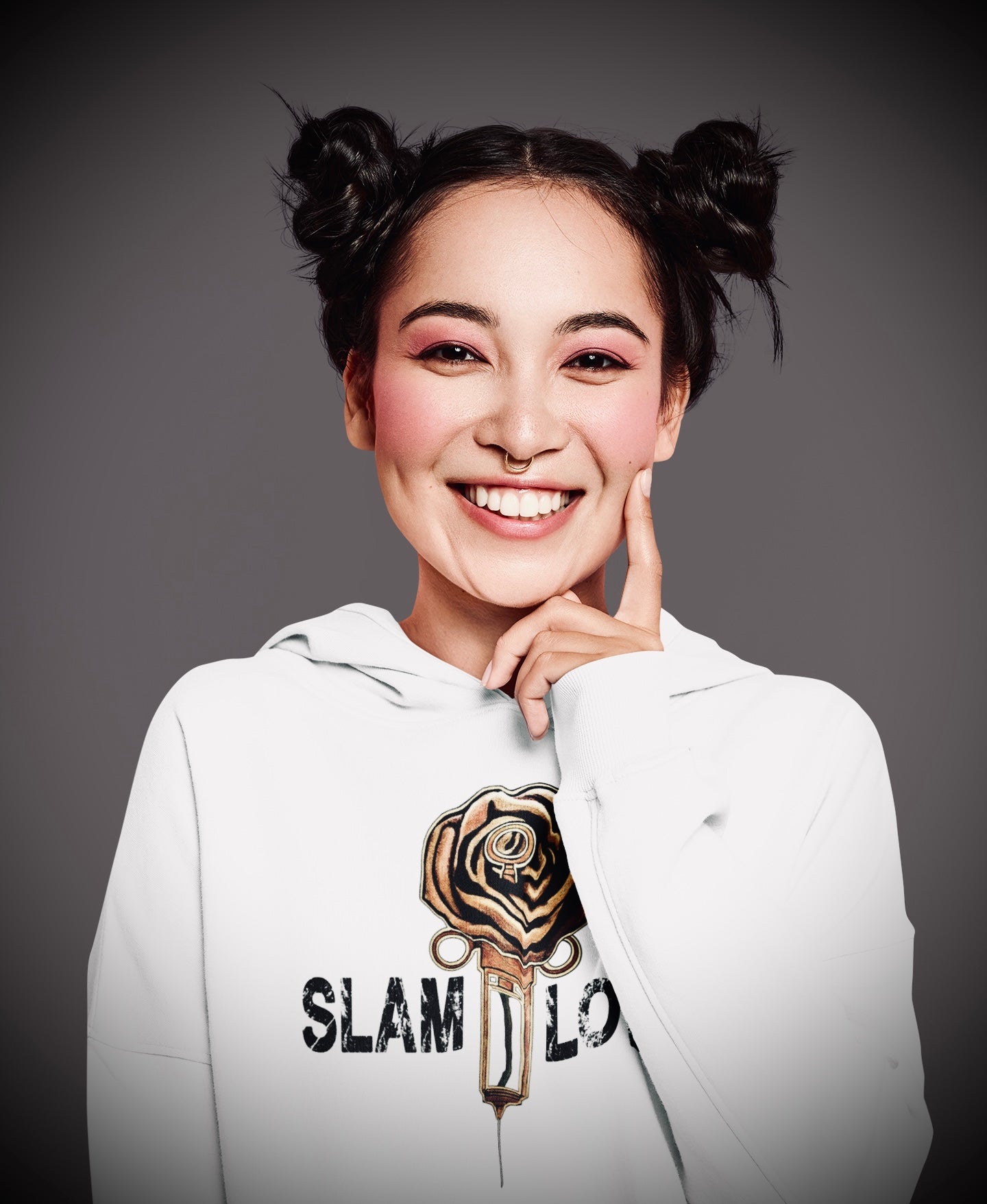 Slam Love (Gold) Front - Overcast White Hoodie
