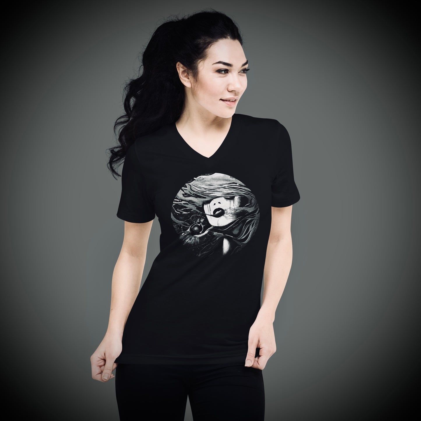 Fire (Noir) - Unisex Short Sleeve V-Neck Tee