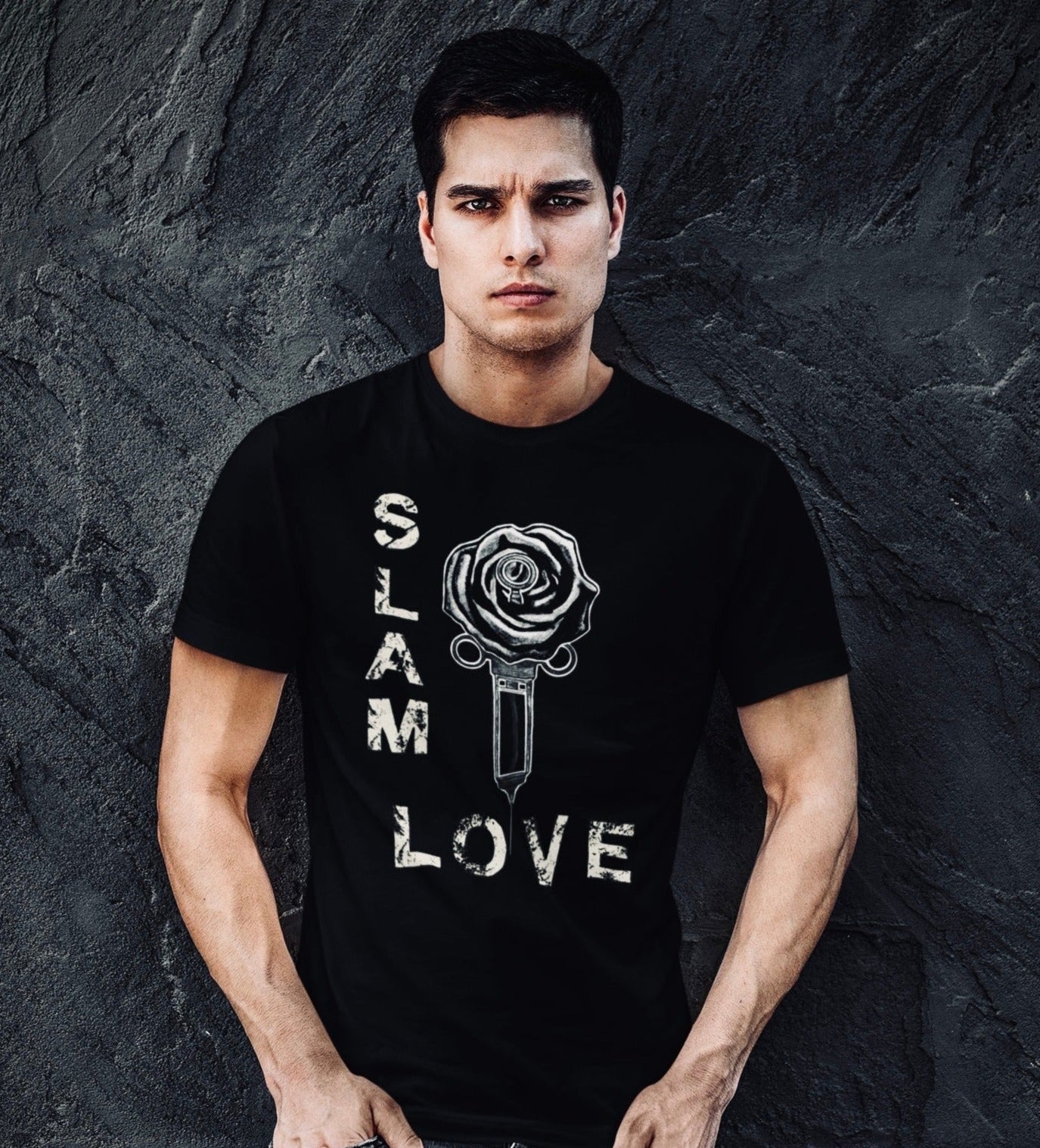 Slam Love (Noir) Unisex Short Sleeve - Black Heather Tee