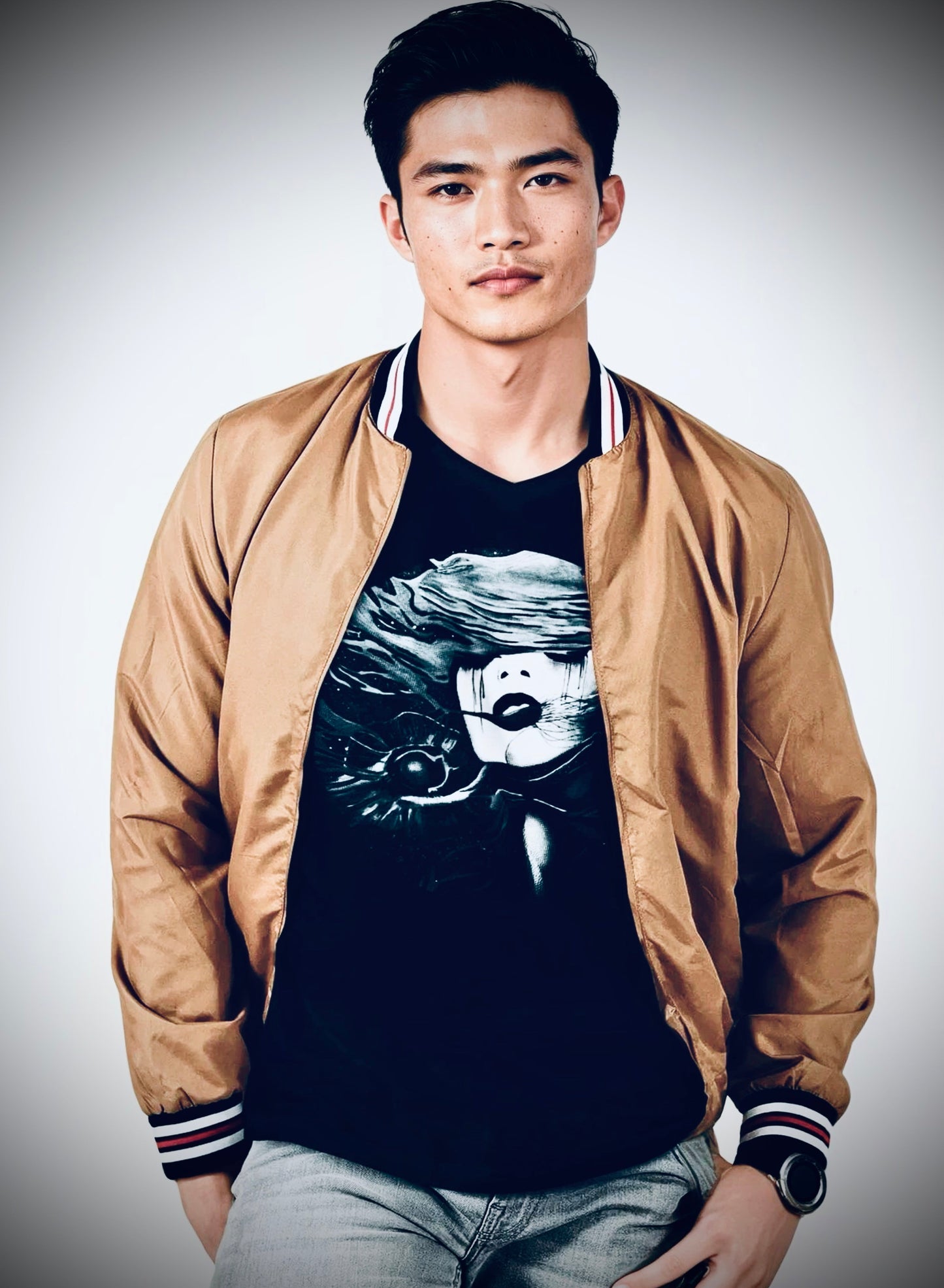 Fire (Noir) - Unisex Short Sleeve V-Neck Tee
