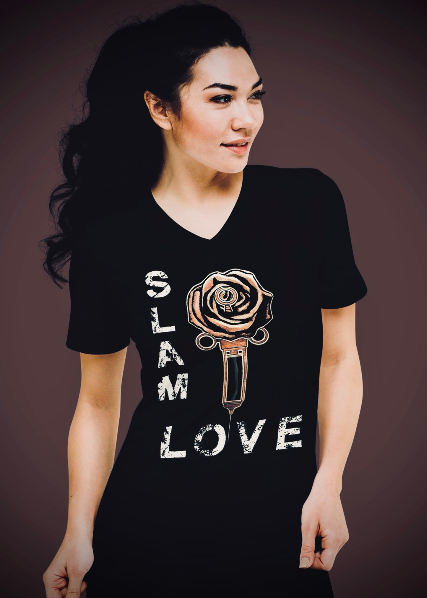 Slam Love - Gold Rose - Unisex Short Sleeve V-Neck Tee