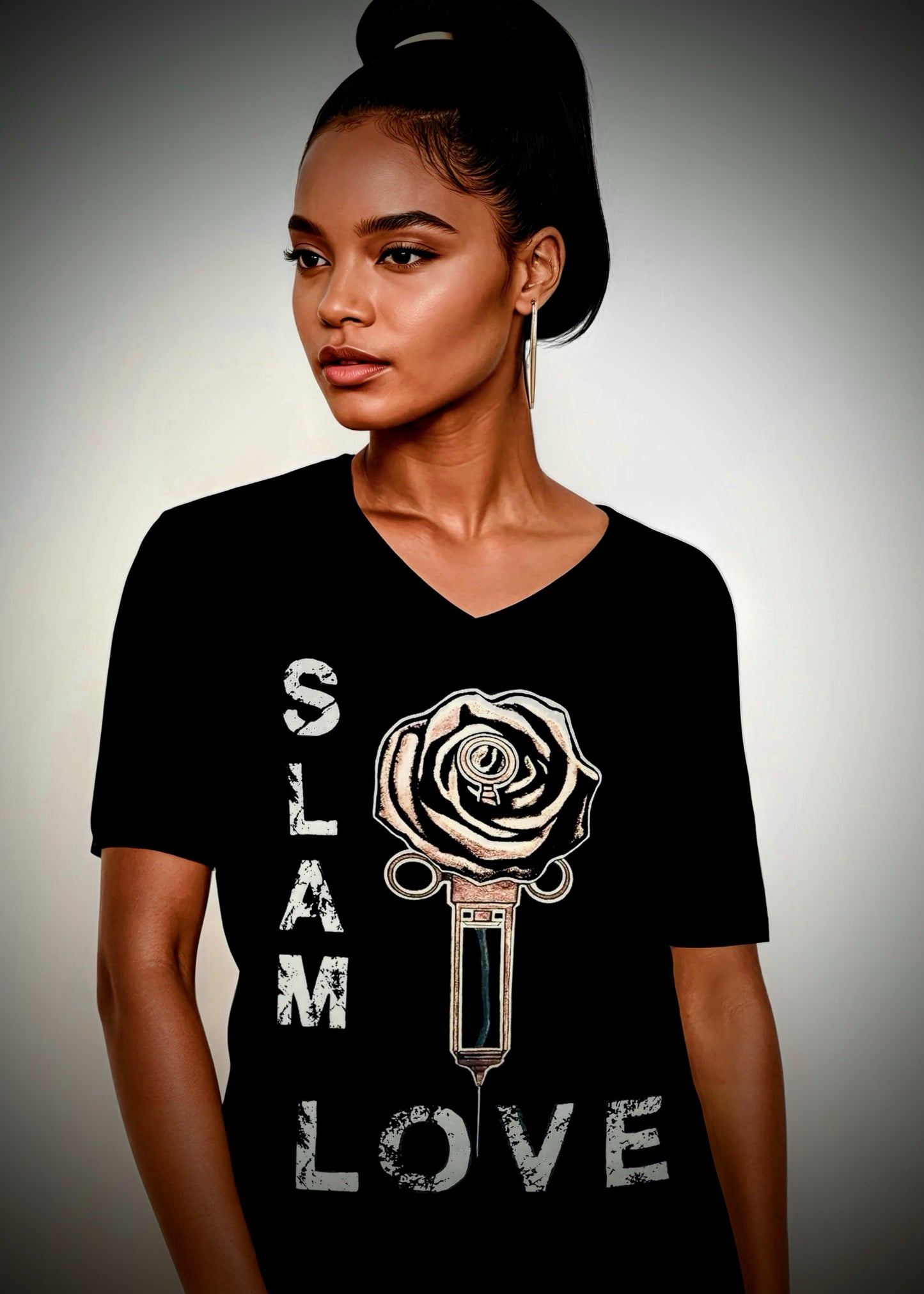 Slam Love - Gold Rose - Unisex Short Sleeve V-Neck Tee