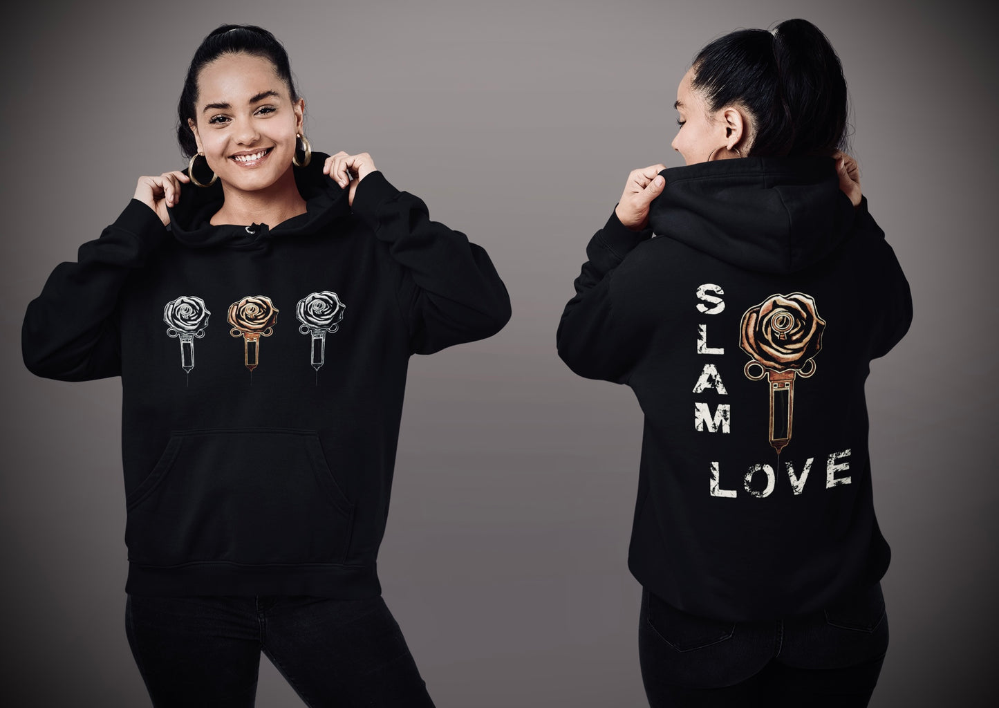 Slam Love (Gold 2) - Overcast Black Hoodie