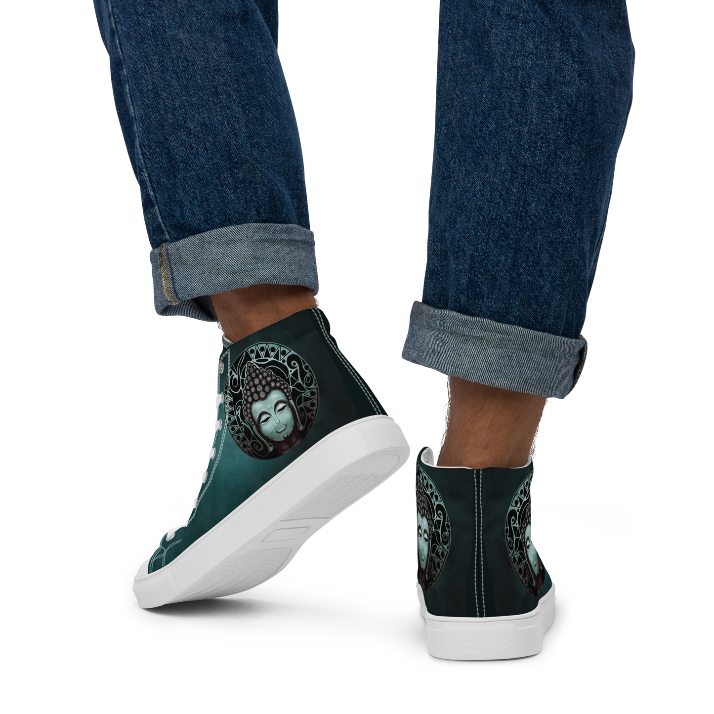 Buddha (Noir) Men’s High Top Canvas Shoes