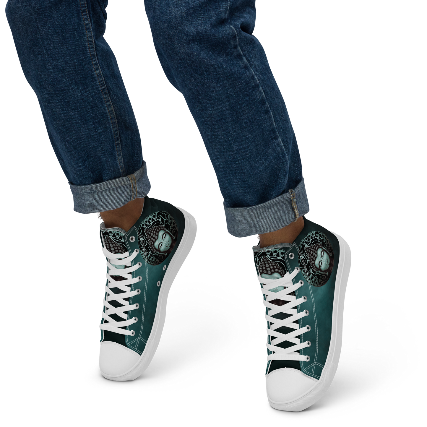 Buddha (Noir) Men’s High Top Canvas Shoes