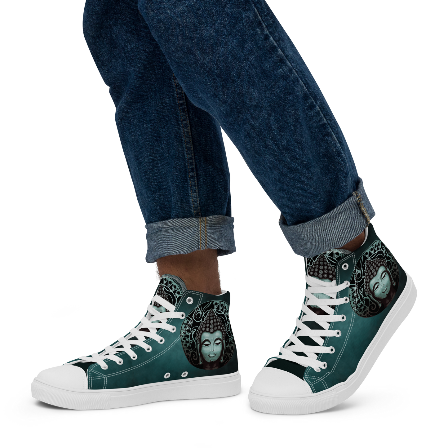 Buddha (Noir) Men’s High Top Canvas Shoes