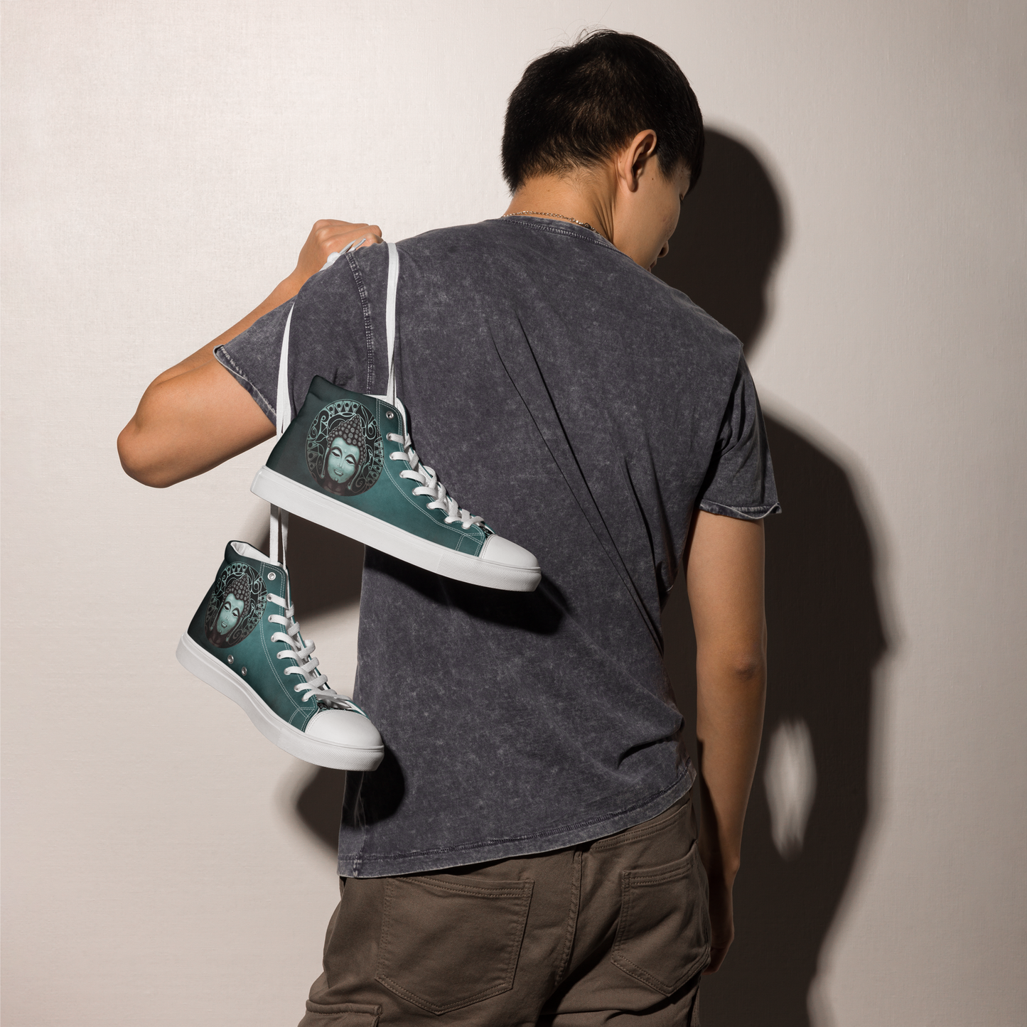 Buddha (Noir) Men’s High Top Canvas Shoes