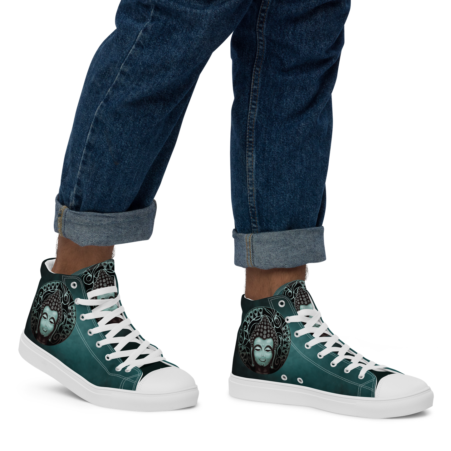 Buddha (Noir) Men’s High Top Canvas Shoes