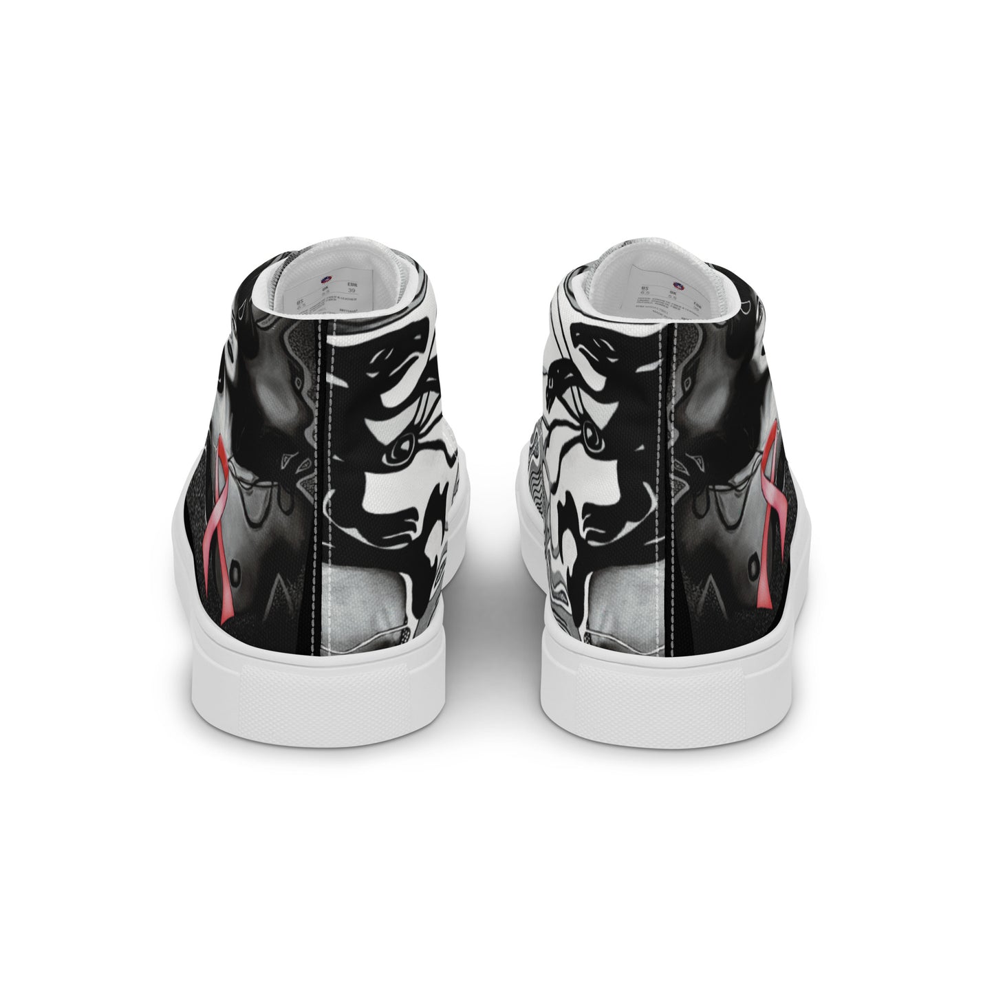 Pink Ribbon (Noir) Women’s High Top Canvas Shoes