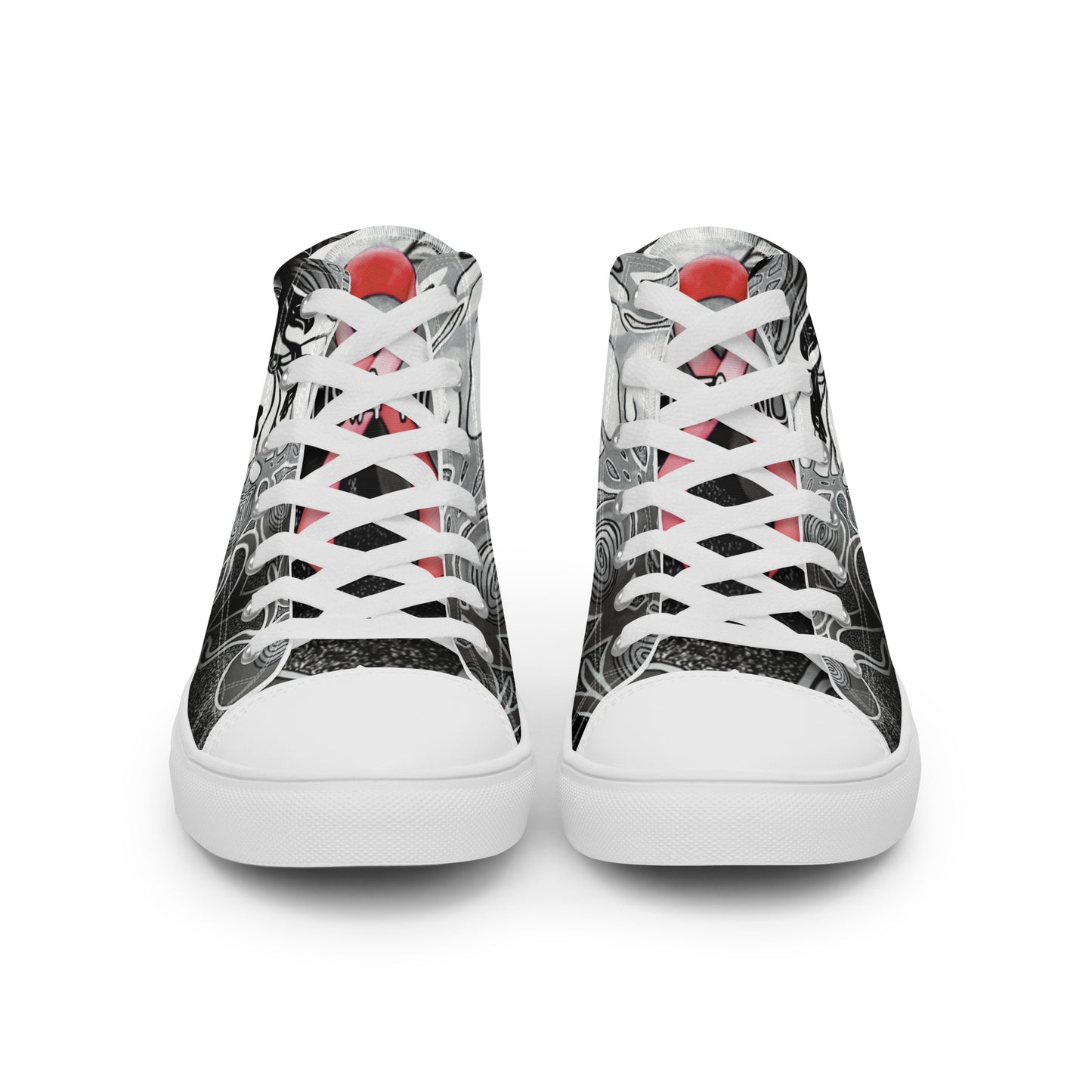 Pink Ribbon (Noir) Women’s High Top Canvas Shoes