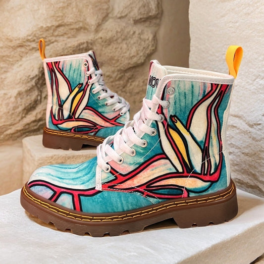 Pastel Succulent - Art Boots For Women