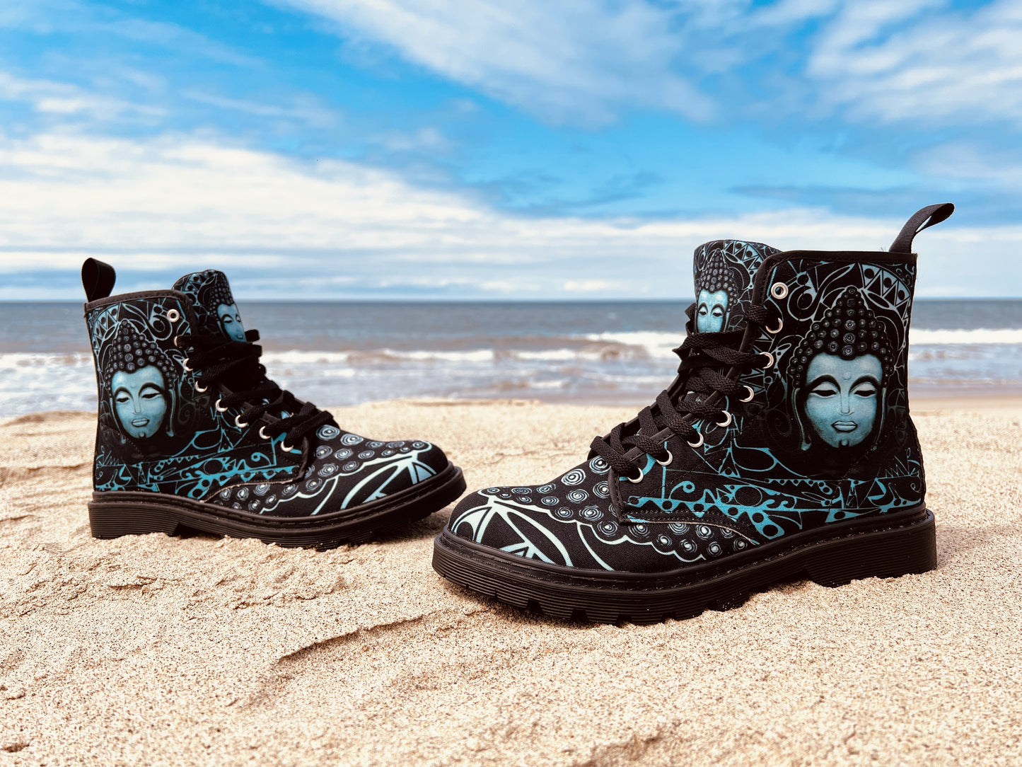 Buddha (Noir) - Art Boots for Women