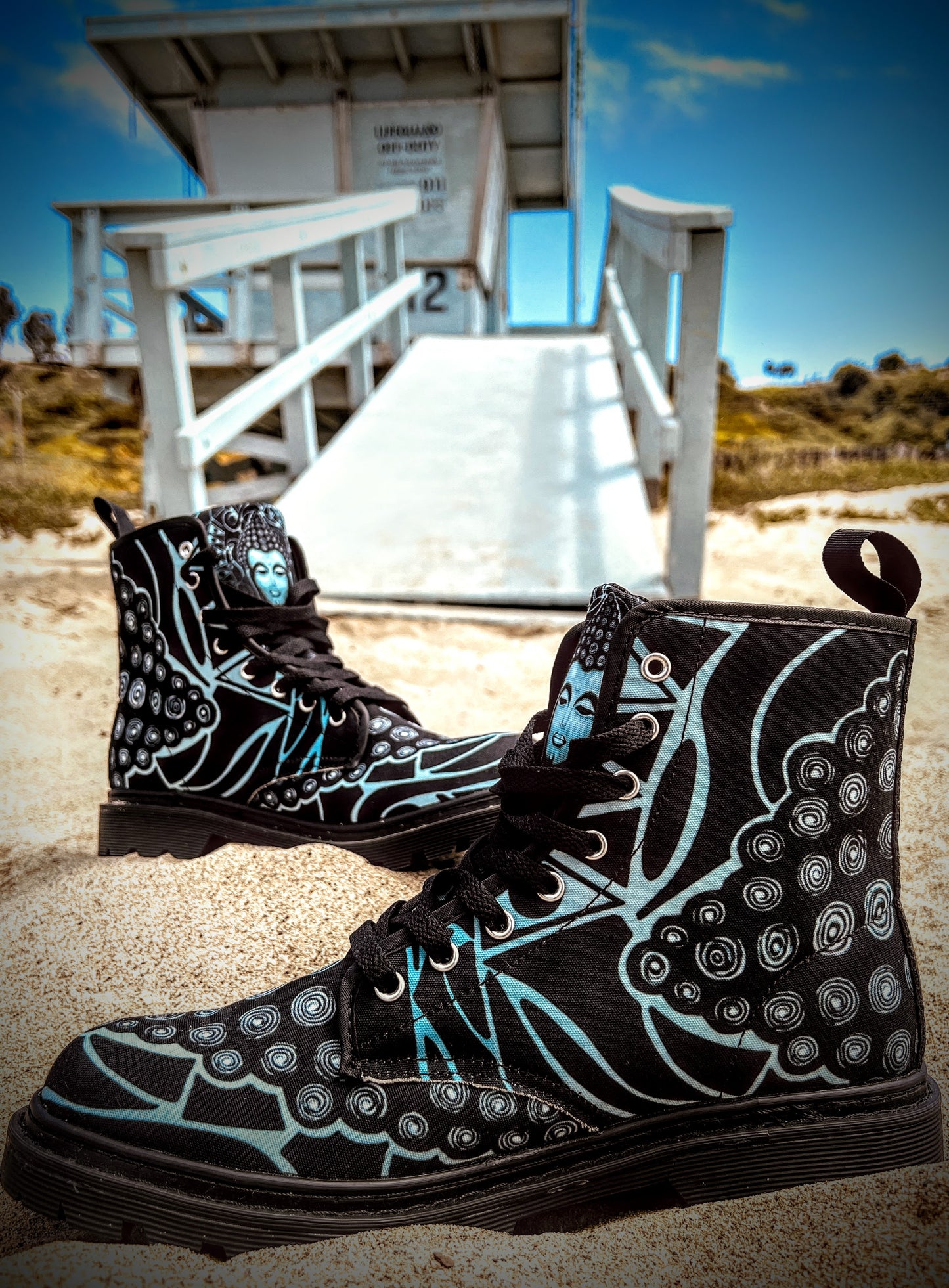 Buddha (Noir) - Art Boots for Women