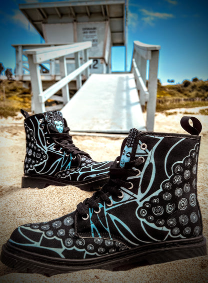 Buddha (Noir) - Art Boots for Women