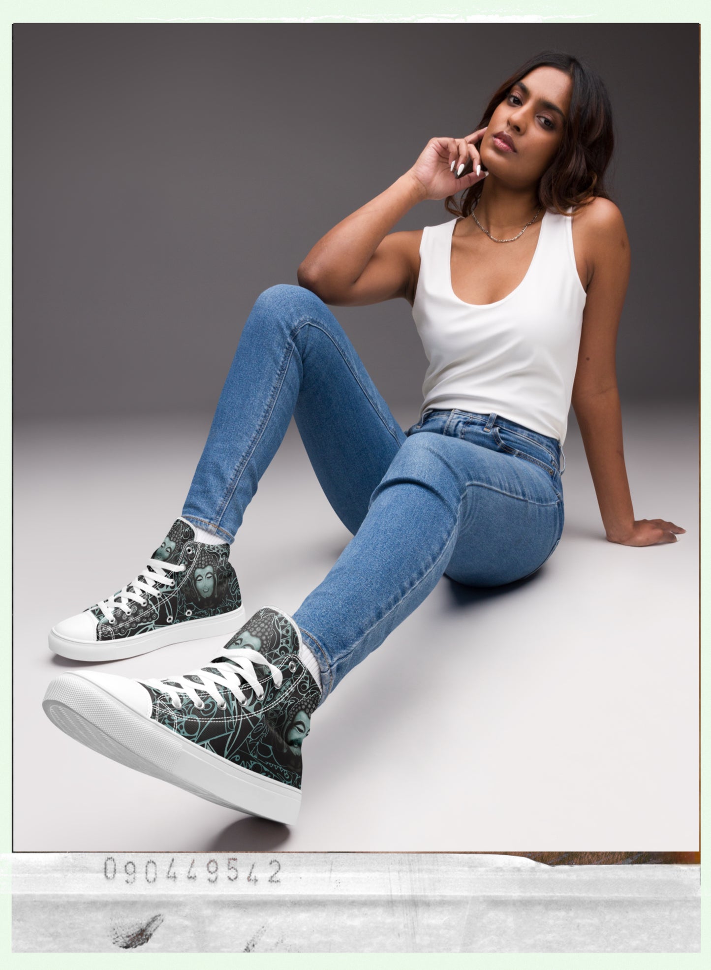 Buddha (Noir) - Women’s High-Top Canvas Shoes