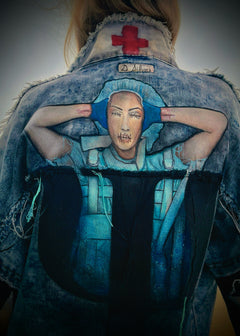 5149.5 - Distressed + Cropped 100% Cotton Denim Jacket