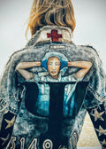 5149.5 - Distressed + Cropped 100% Cotton Denim Jacket
