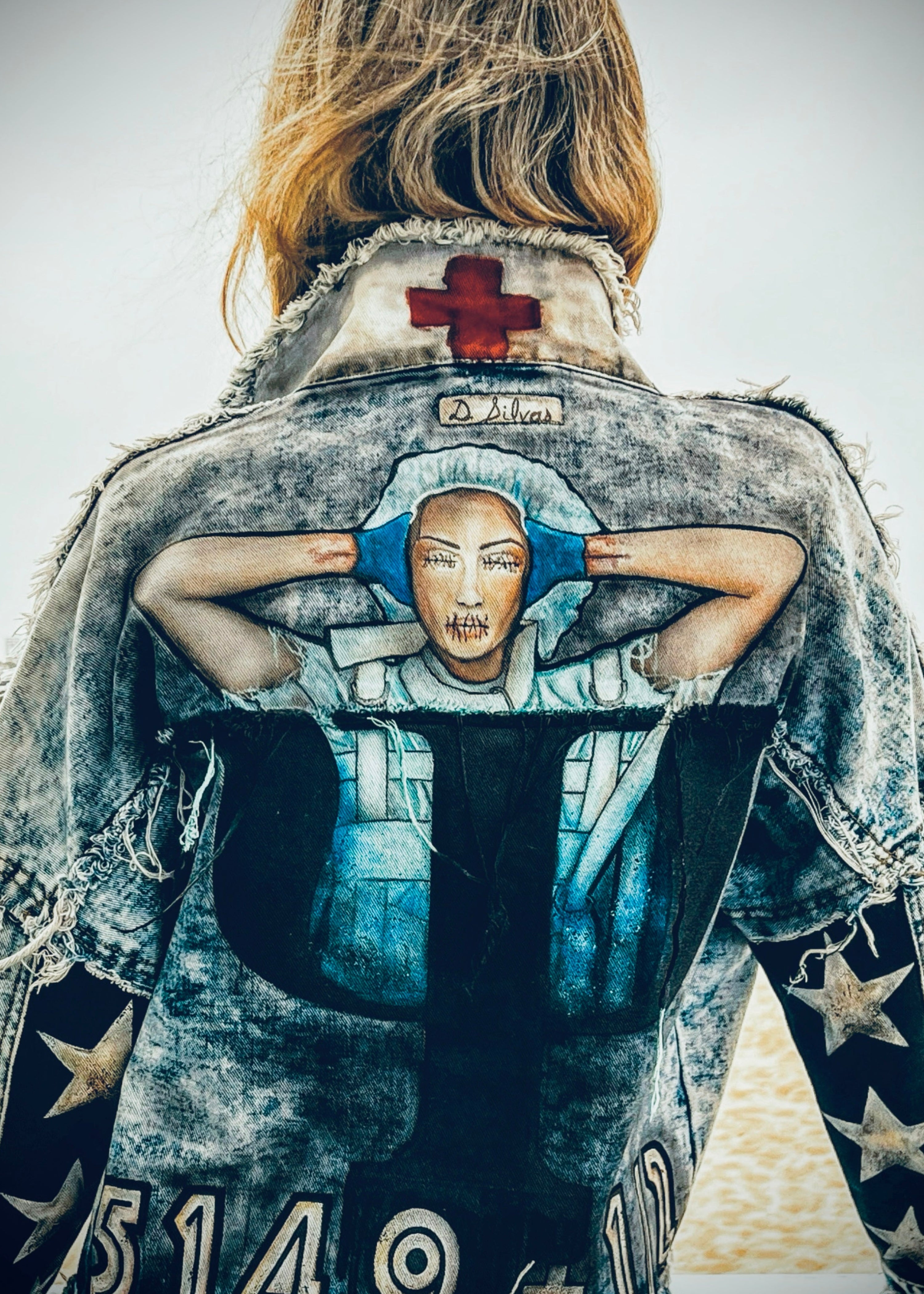 5149.5 - Distressed + Cropped 100% Cotton Denim Jacket