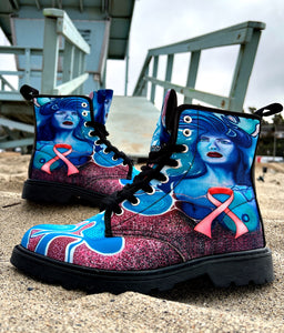 Pink Ribbon Art Boots for Women