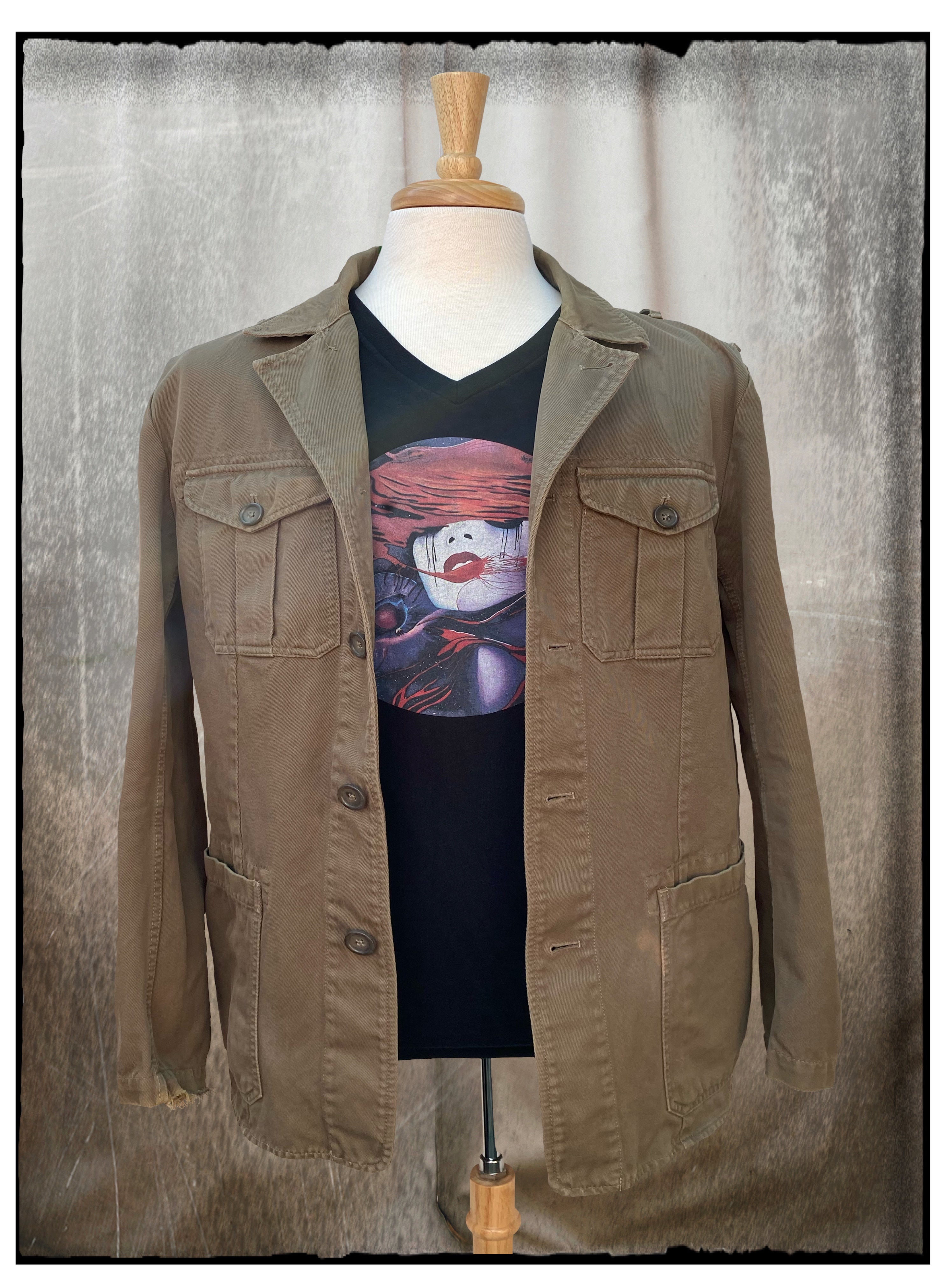 Rage, the Flower Thrower - Men's Cotton/Canvas Military Jacket