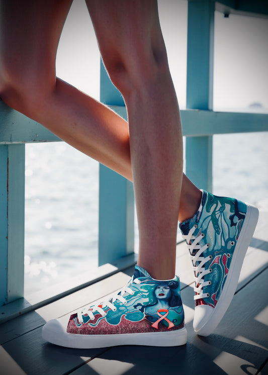 Pink Ribbon - Women’s High-Top Canvas Shoes