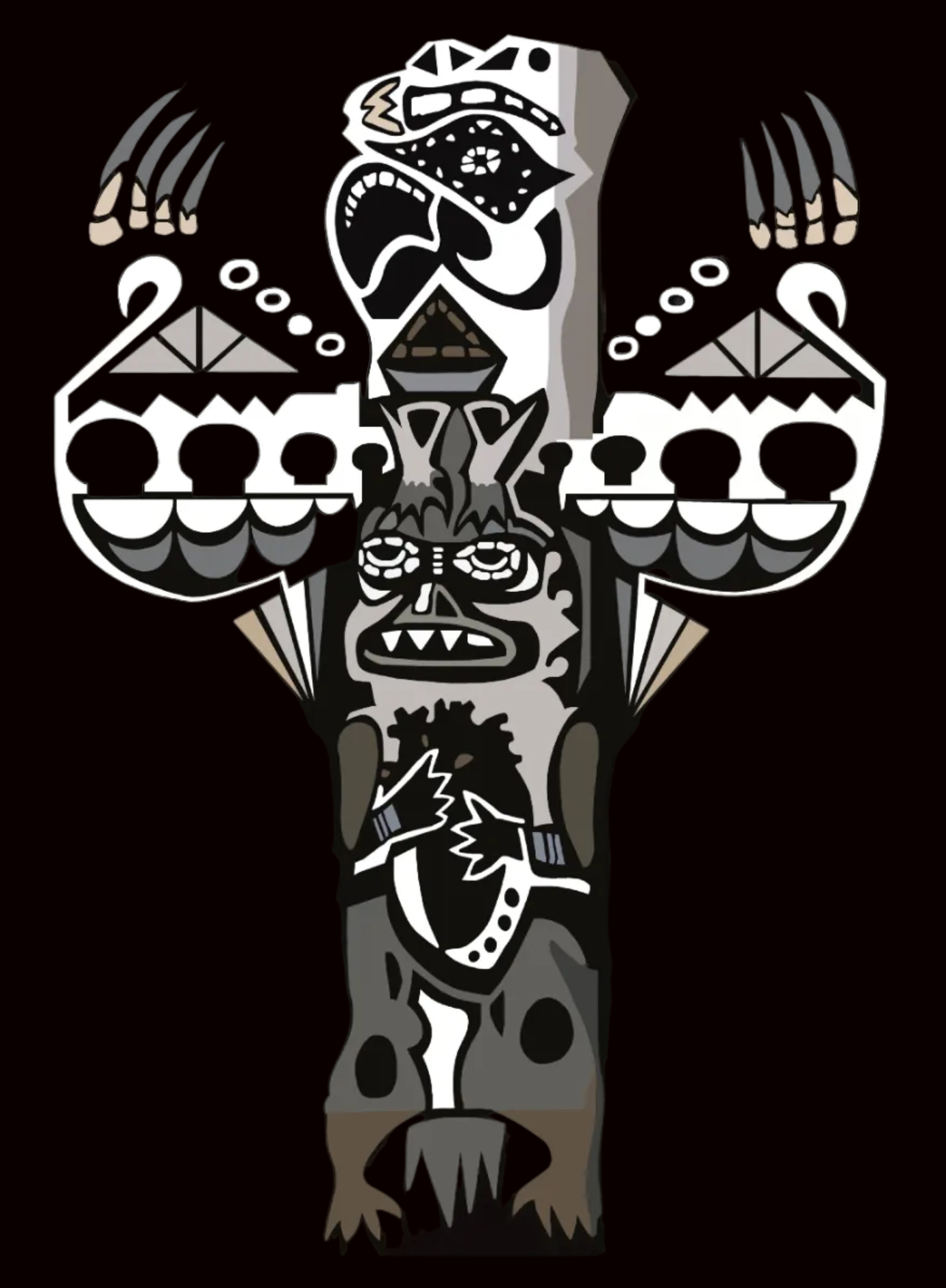 Eagle Totem (Noir) Giclee Canvas Print