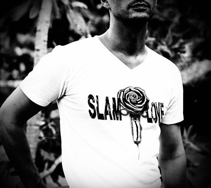 Slam Love (Noir) - Unisex Short Sleeve V-Neck Tee