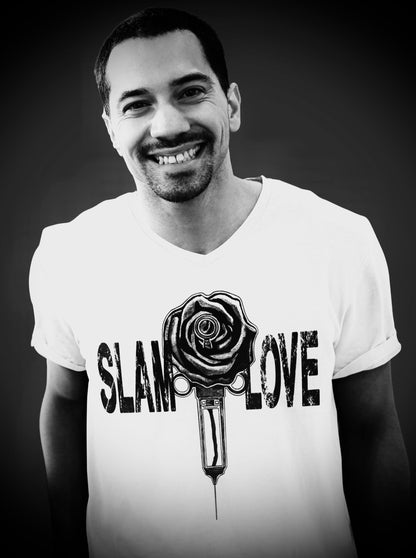 Slam Love (Noir) - Unisex Short Sleeve V-Neck Tee