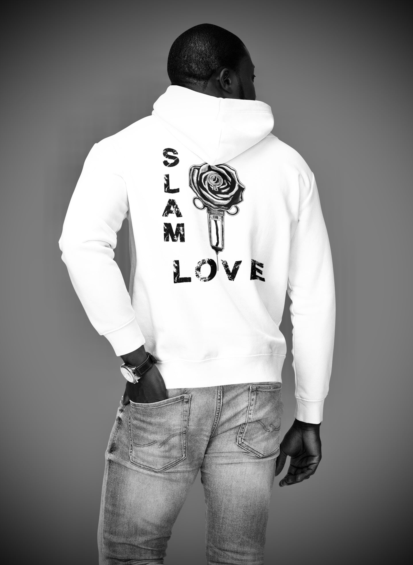 Slam Love (Noir) - Overcast White Hoodie