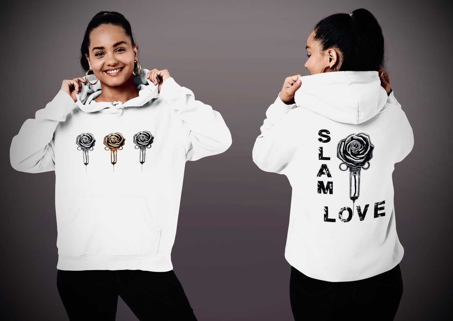 Slam Love (Noir) - Overcast White Hoodie