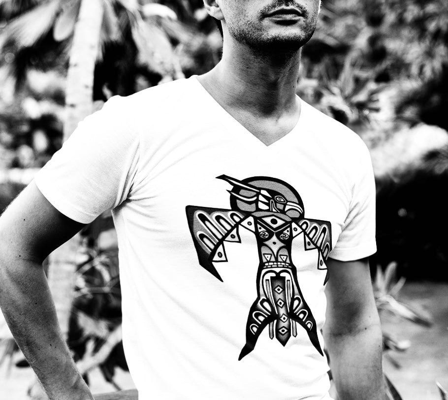 Thunderbird (Noir) - Unisex Short Sleeve V-Neck Tee