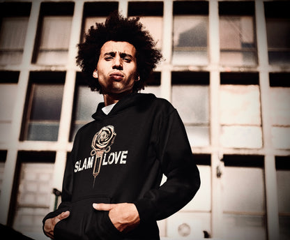 Slam Love (Gold) Front - Overcast Black Hoodie