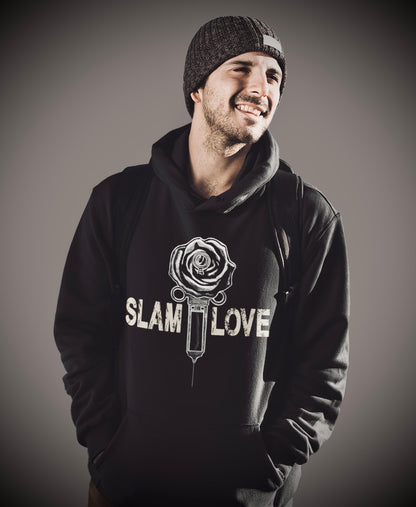 Slam Love (Noir) Front - Overcast Black Hoodie