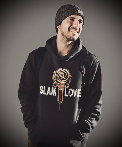 Slam Love (Gold) Front - Overcast Black Hoodie